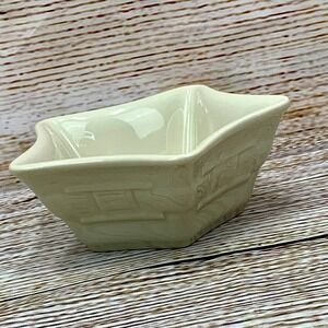 Longaberger Pottery Star Shaped 4" Bowl Basket Weave Design Oven Safe Cream